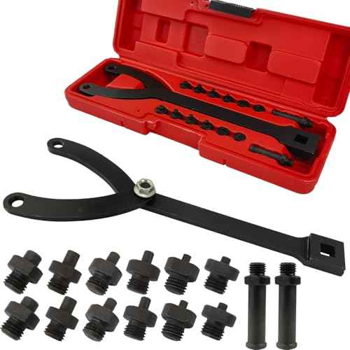 15 Pack Adjustable Cylinder Spanner Wrench Set with Pins 1/2" Drive Cylinder Spanner Wrench with Pins, Fits 1-1/4" to 5" Diameter