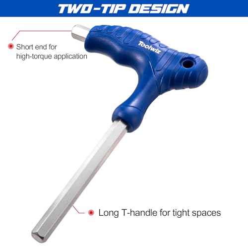 Toolwiz T Handle Allen Wrench Set of 14 Portable Hex Key Set SAE & Metric CR-V Steel Allen Key Set for 4S Shop Bike Motorcycle Repair Mechanics Home Maintenance