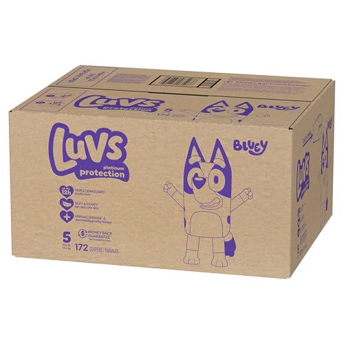 Luvs Diapers - Size 5, 172 Count, Bluey Platinum Protection Baby Diaper