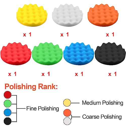 SIQUK 26 Pieces Car Polisher Buffing Pads 6 Inch Car Polishing Pad Kit Foam Polish Pads Wax Bonnets Polisher Buffer Attachment for Drill