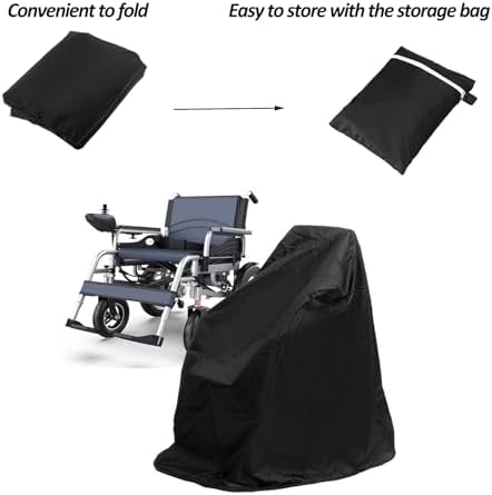 Wheelchair Cover Waterproof Electric Wheelchair Covers for Indoor and Outdoor Travel, 210D Oxford Mobility Scooter Cover for Storage, Prevent Rain Wind Dust Dirt Snow Sun 40x30x40 Inch (Black)