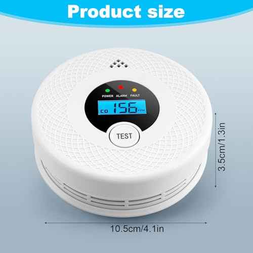 4 Pack Smoke and Carbon Monoxide Detector with Test Button, 85dB Loud Beep, LCD Display, Battery-Operated Smoke Detector Carbon Monoxide Detector Combo for House, Apartment, Kitchen, Garage Use