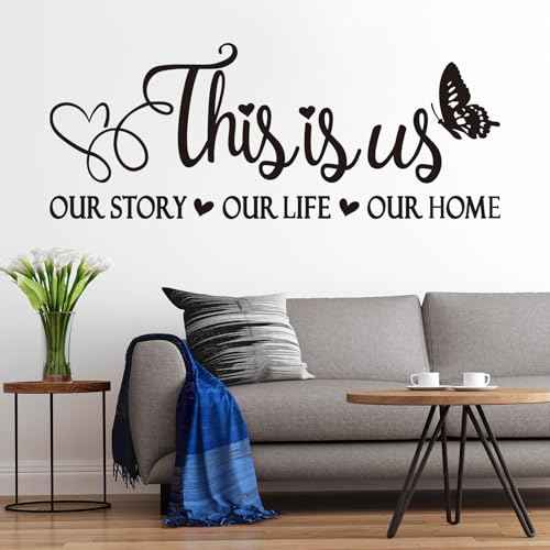 Inspirational Family Quotes Wall Stickers: Home Vinyl Art Wall Decals for Living Room Kitchen - This is Us Our Story Our Life Our Home 23" X 9"