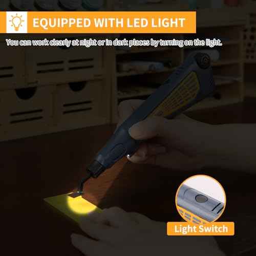 Cordless Pen Sander, Variable Speed and USB Charging with LED Light, Multi-Purpose Power Tool for Sanding, Polishing, Finishing, DIY Crafts, Blue