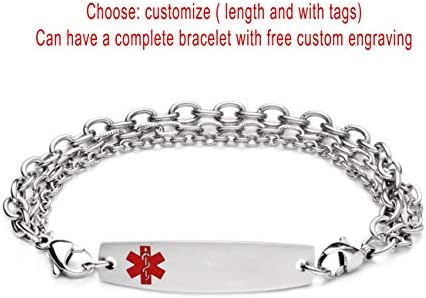 LinnaLove Stainless Steel Interchangeable Chain for Medical Alert id Bracelets for Women and Men