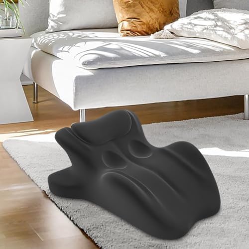 Ergonomic Back Support Pillow for Reading, Memory Foam Couples Pillows, Butt Cushion for Couples, Waist and Neck Support, Multi-Position Comfort Bed Pillow for Sitting and Lying (Black)