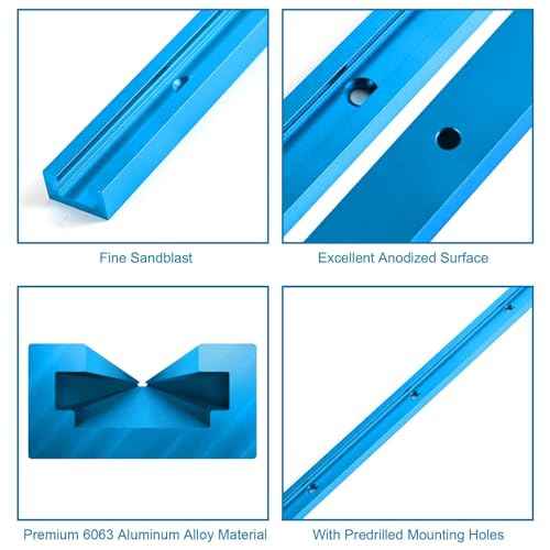 2pcs T-Track for Woodworking 48" Blue Double-Cut Pre-Drilled, 48 inch Universal Aluminum T Tracks Blue