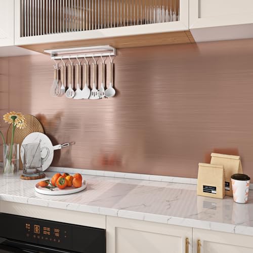 Livelynine Pink Rose Gold Contact Paper Peel and Stick Metallic Wallpaper for Bathroom Bedroom Classroom Desk Wrap Stainless Steel Countertop Cover Refrigerator Vinyl Kitchen Fridge Covers 15.8x78.8