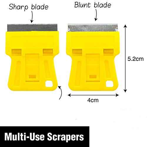 1.5 inch High Visibility Mini Razor Blade Scraper Glass Scraper Paint Window Scraper With 5 Metal Scraper Razor Blades 5 Dual Plastic Double Edge Razor Blades Removing Decal Stickers Old Glue