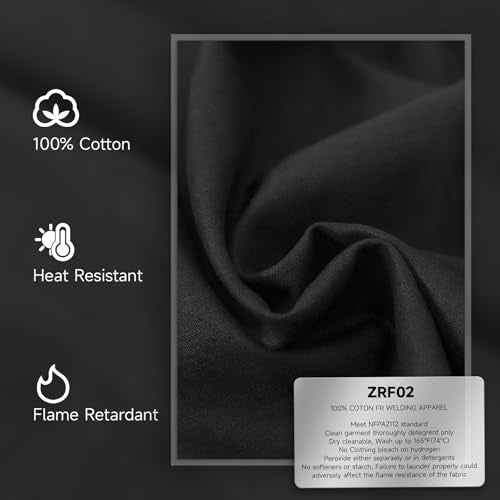 YESWELDER Flame Resistant (FR) Cotton Welding Jacket, NFPA2112 9oz, Light Weight Fire Retardant Weld Clothes for Men Women