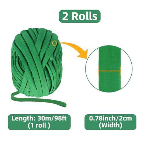 2 Packs Garden Twine, Soft Plants Ties, Green Garden String for Climbing Plants, Vines Plant, Tomatoes, Flowers, Roses Plant Support (98FT/Roll, Total 196FT)