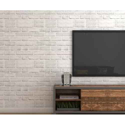 Brick Wallpaper Peel and Stick Wallpaper 17.7''x197'' Faux 3D Brick Contact Paper for Cabinets White Self Adhesive Removable Brick Wall Paper for Bedroom Waterproof Wallpapers for Walls