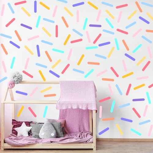 AOWDIAO 300 Pcs Confetti Wall Decals - Peel and Stick Sprinkle Vinyl Stickers for Kids Bedroom, Nursery & Party Decor