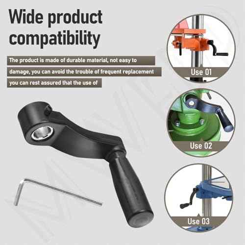 Drill Press Table Elevation Crank Handle 1344258 for Delta drill Press Table, having a 14.5 mm (9/16") diameter elevating shaft and 6" swing
