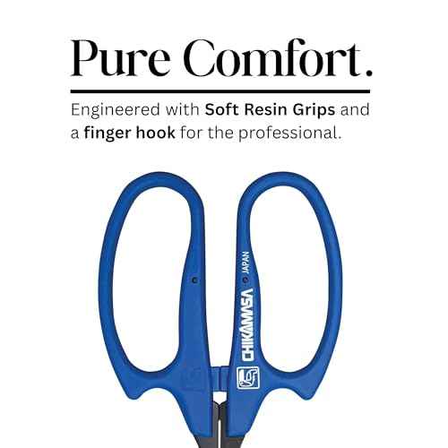CHIKAMASA B-600SUFB, The Precise Specialty Trimming Scissors, Stainless Steel w/Fluorine Coating, for trimming plants and grapes, excellent for narrow stem-thinning inside closed and tangled spaces.