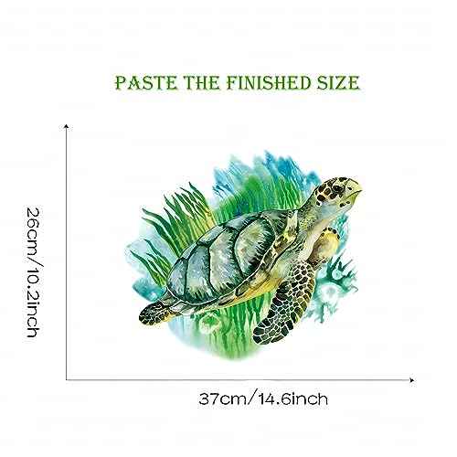 Green Sea Turtle Wall Stickers, sacinora Marine Animal Seaweed Wall Decals Removable Vinyl Peel and Stick for Living Room Bedroom Bathroom Sofa TV Background Art Decorations