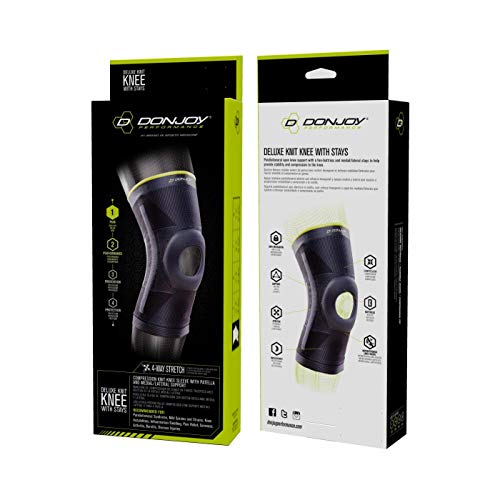 DonJoy Performance Deluxe Knit Knee Sleeve With Stays and Buttress - Mid-Level Support Knee Brace for PFPS, Sprains, Instabilities - Large