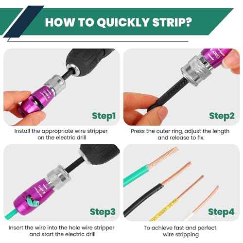 Wire Stripper Tool, 14-12-10-8 Gauge Electric Wire Twister Tool for Drill, 8 In 1 Quick Strip Twister Stripping