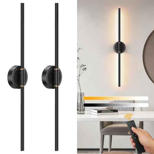 Battery Operated Wall Sconces Set of 2, Dimmable 6000mAh Rechargeable Wall Lights, LED Wall Lamp with Remote Control