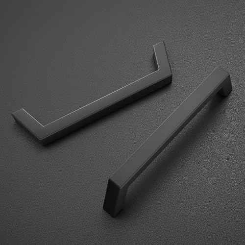 Estmoon 30 Pack Cabinet Handles - Matte Black 5 Inch Cabinet Pulls Square Kitchen Cabinet Handles Stainless Steel Kitchen Pulls Hardware for Cabinets Cupboard and Dresser Drawers, 128 mm Hole Centers