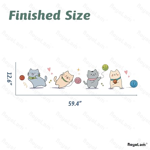 Cartoon Cute Cat Wall Stickers for Nursery Kitten Playing with Yarn Ball Wall Stickers for Kid Girl Baby Room Stickers Peel and Stick Wall Art Home Decor Living Room Bedroom Bathroom