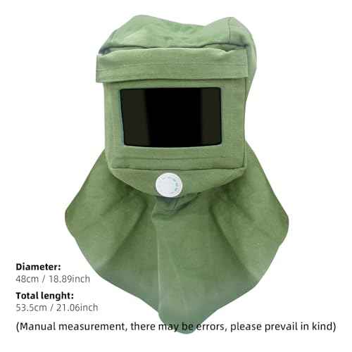Sand Blasting Hood Cap, Shawl Cap Sandblaster Mask Anti Wind/Sandblaster Tools with Mask Breathing Valve, Dust Protective Face Mask Neck Protector, Green