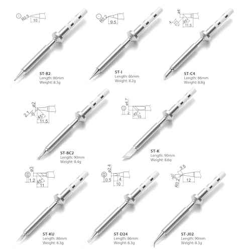 FEITA Mini Pencil Soldering Iron Tips Replacement for Pinecil Micro Soldering Iron, PTS200/TS100 Portable Solder Pen Tool Soldering Accessories (ST-B/I/BC2/C4/K/KU/D04/J02 8Pcs)