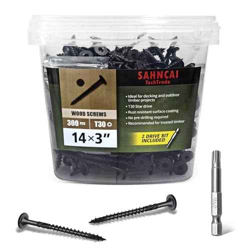3 Inch Wood Screws 300Pcs, Heavy-Duty Outdoor Deck Screws for Timber/Log/Landscaping Wood, with T30 Star Bit (#14 x 3)