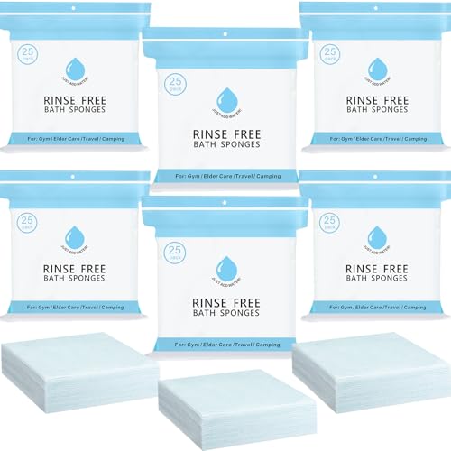 50 Pcs Rinse Free Bathing Wipes Bulk Sponges Bath Wipes All in 1 Shower Rinse Free Bath Sponges Wash Cloths for Campers, Hikers, Adults, Elderly