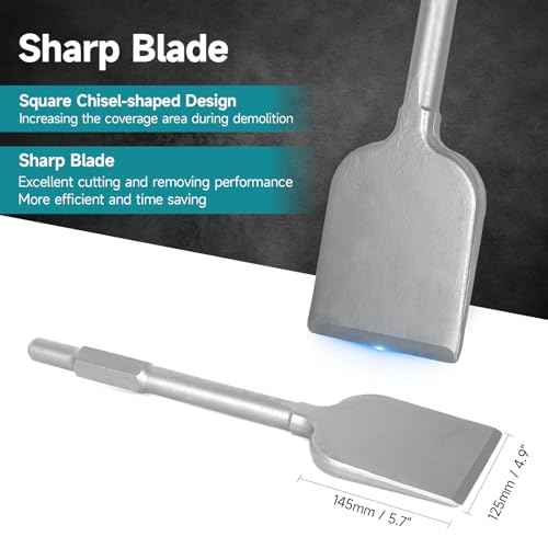 17.3 x 4.9 Inch Square Shovel Chisel - 65A Shank Steel Digging Shovel Chisel, Round Shank Spade Chisel, Ideal for Gardening, Landscaping, Concrete, Bricks, and Sand