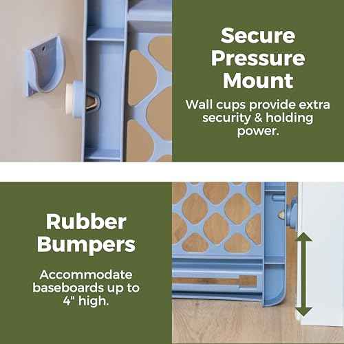 Toddleroo by North States - Renew 100% Recycled Plastic Baby Gate for Doorway; Sturdy for Indoor & Outdoor Use: Pressure Mounted, No Drill Gate; Made in USA; 26" to 42" Wide, 26" Tall Slate Blue