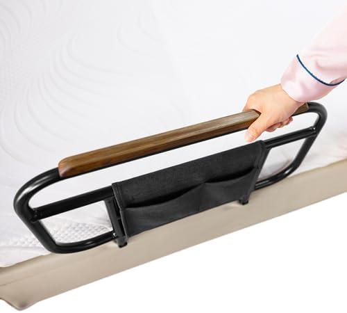 Bed Side Rail for Adjustable Bed, Screw Into Wooden Board Only, 17 inch Height for Mattress Less Than 10 Inches, 1 pc