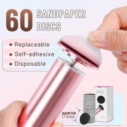 Dermawave Electric Foot File Callus Remover for Feet, Professional Electric Foot Sander Filer Grinder with 60 Sandpaper Discs for Men & Women, Pedicure Tool for Corn Dead Skin Cracked Heel