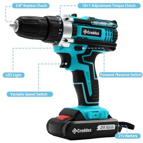 Cordless Drill Set 21v Power Drill Cordless With Battery & Charger, 84pcs Accessories Electric Drills Variable Speed, 3/8" Keyless Chuck, Built-In Level and 2 Driver Bule kit