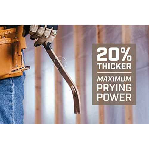 Spec Ops Tools 21" Flat Pry Bar Crowbar, Curved Rocker Head, Teardrop Nail Puller, High-Carbon Steel, 3% Donated to Veterans (SPEC-D21BAR)