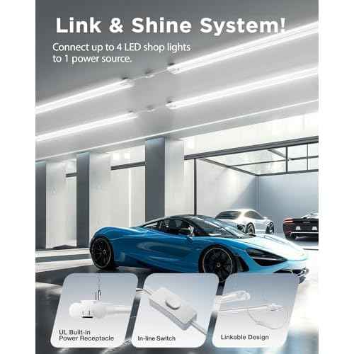 Sunco LED Shop Lights for Workshop 4FT, Linkable Garage Lighting, 4500 LM, 40W (150W Equivalent), 5000K Daylight, Surface + Suspension Mount, 48 Inch Integrated Fixture, White 4 Pack.