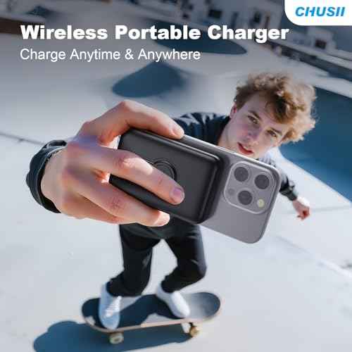for Magsafe Power Bank, 12000mAh Wireless Magnetic Portable Charger with Stand and PD 20W USB C Fast Charging, for Magsafe Battery Pack Compatible with iPhone 16/15/14/13/12 Pro/Pro Max Series