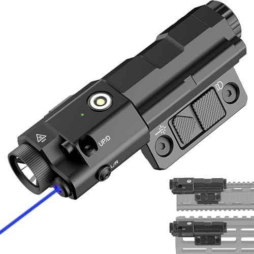 TOUGHSOUL Max 1600 Lumen Rechargeable Red Blue IR Laser Flashlight for AR Rifle - 2 in 1 Picatinny Flashlight and Blue Laser Sight Combo