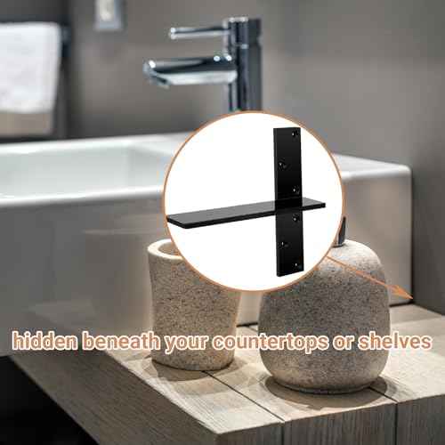 2-Pack Floating Shower Bench Brackets - 14" L x 2.5" W Heavy-Duty Hidden Countertop Wall Support Brackets, 3/8" Thick, Ideal for Floating Vanity, Cabinets, Granite,Dishwashers, Bin,and Bench Seats
