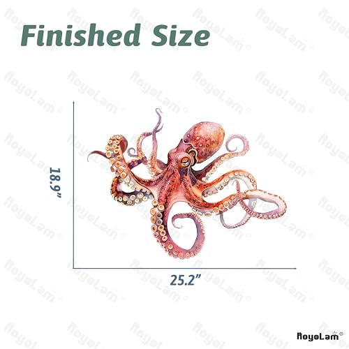 Lifelike Red Octopus Wall Decal Nursery Sea Animal Wall Sticker for Bathroom Removable Peel and Stick Waterproof Wall Art Decor Stickers for Kids Baby Classroom Living Room Playing Room