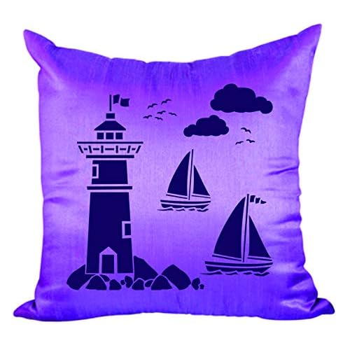 Lighthouse Stencil, 4.5 x 4.5 inch - Sea Ocean Nautical Sailboat Clouds