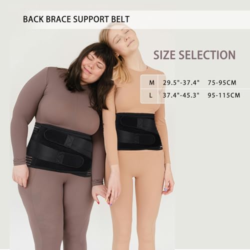 Back Brace Support Belt For Men & Women, Lumbar Support Belt Relief for Upper and Lower Back Pain , Sedentariness ,Sciatica，Scoliosis and Herniated Disc -Adjustable Breathable Back Brace Suitable For Home, Fitness, Driving, Work,Travel-Black(Medium)