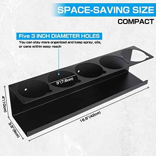 RealPlus Aerosol Spray Can Holder Rack Organizer, 5 Can Spray Bottle Holder Heavy-Duty Steel Wall Mounted for Garage and Workspace, Pack of 2