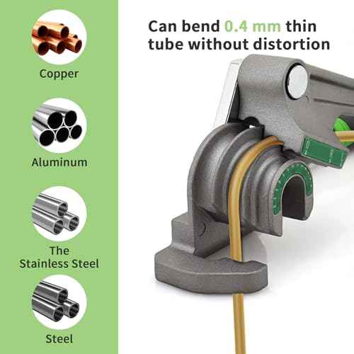 Tube Bender 180¡Æ, 1/4", 5/16", 3/8" (6/8/10mm) O.D. Pipe Bender, 3 in 1 Tubing Bender, Brake Line Bender for Air Conditioning Refrigeration Repair, HVAC Tools