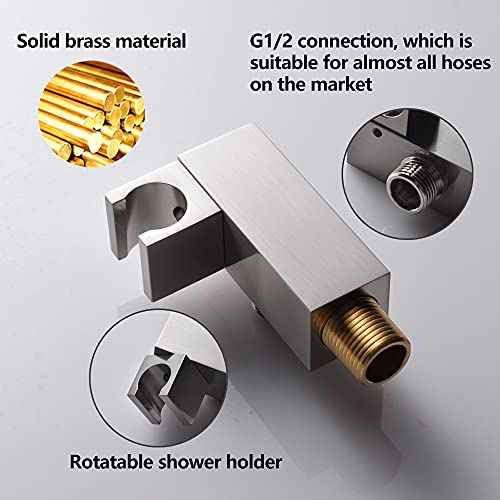 Brushed Nickel Solid Brass Shower Wand High Pressure Handheld Shower Head Detachable with 59inch Stainless Steel Shower Hose and Adjustable Bracket Set