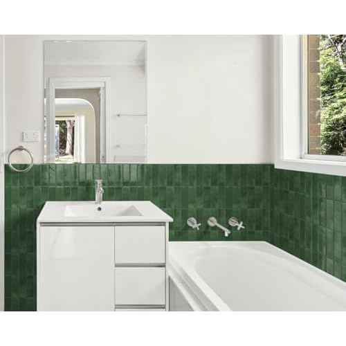 DEWOO 20-Sheet Peel and Stick Subway Backsplash Green Kitchen Bathroom Rectangle Self Adhesive Wall Tile Brick (12"¡¿12")