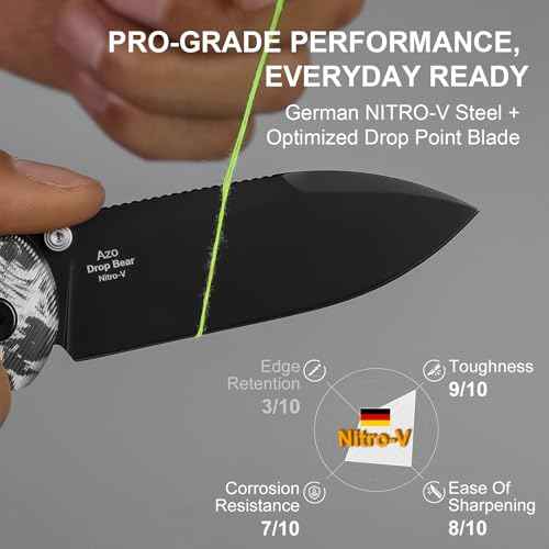 Kizer Drop Bear EDC Pocket Knife, 2.97¡± Nitro-V Blade Acrylic Handle Folding Knife with Thumb Stud Opener, Clutch Lock EDC Knives for Men Women Gift V3619A12