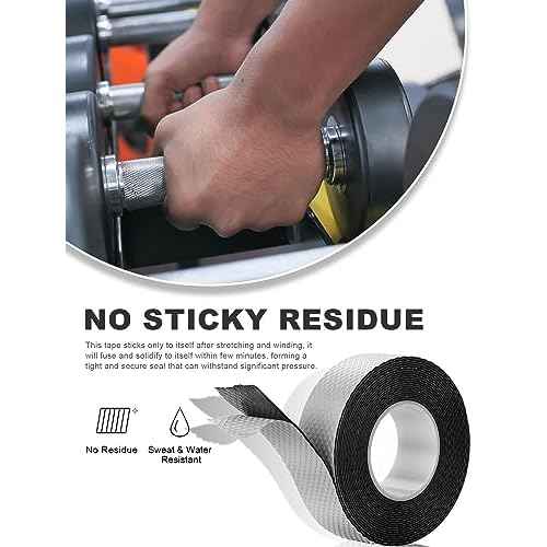Self Fusing Silicone Tape, 15Ft Silicone Grip Tape for Handle Sealing Rubber Tape, No Adhesive Handle Grip Tape for Pull Up Bar, Barbell, Gym Equipment & Tools