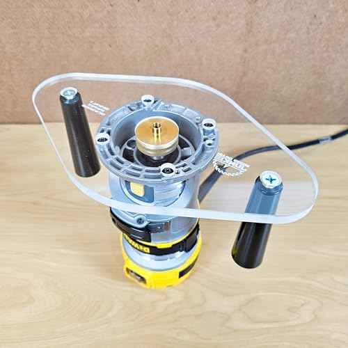 WOOD GRAIN JUNKIE¢ç TrimFit Pro¢ç Dual Grip Router Base Plate Compatible with DeWalt DWP611 & DCW600B, 6¡±x10¡± Clear Acrylic Base with Handles, Fits Standard Guide Bushings, Made in USA