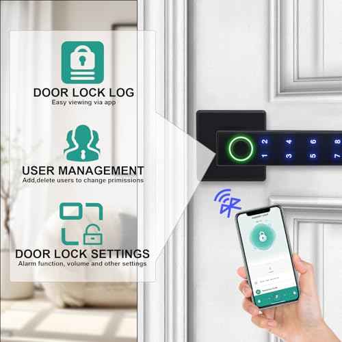 Fingerprint Door Lock,Smart Door Knob,Keyless Entry Door Lock with Handle,Biometric Digital Passcode Door Locks,Electronic Touchscreen Keypad Smart Door Locks for Bedroom Home Hotel Office Apartment